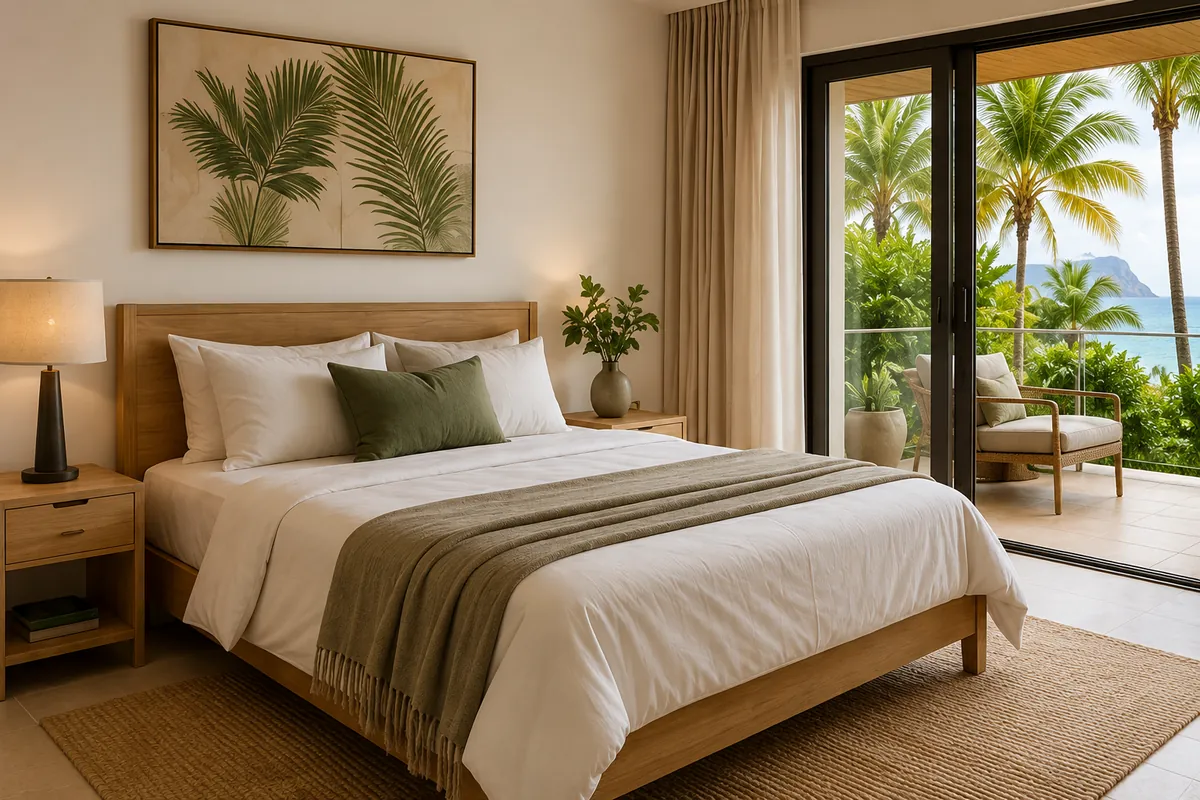 Guest bedroom in a tourist accommodation property in Mauritius